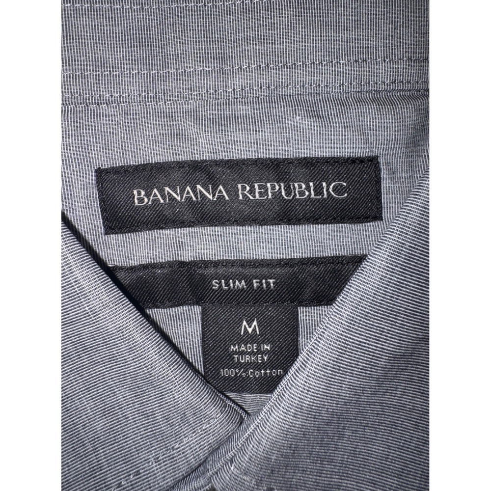 Banana Republic Button Down Mens M Grey Excellent Slim Fit Cotton Micro Stripe